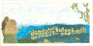 "Wendy and Mt. Solitary"  Watercolour pencil and ink NFS